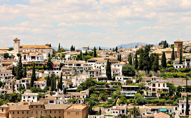 A semi-aerial view of Albaicín, Granada, during the Summer