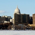 View of Madison, Wisconsin buildings, a college town