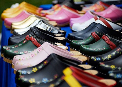 Wooden clogs in different colors and designs