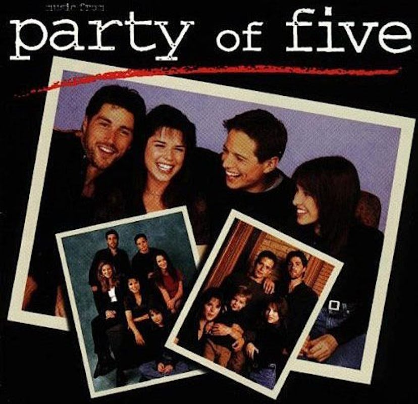 The cover poster for the 90s show ''Party Of Five'' with the cast in a three-part collage