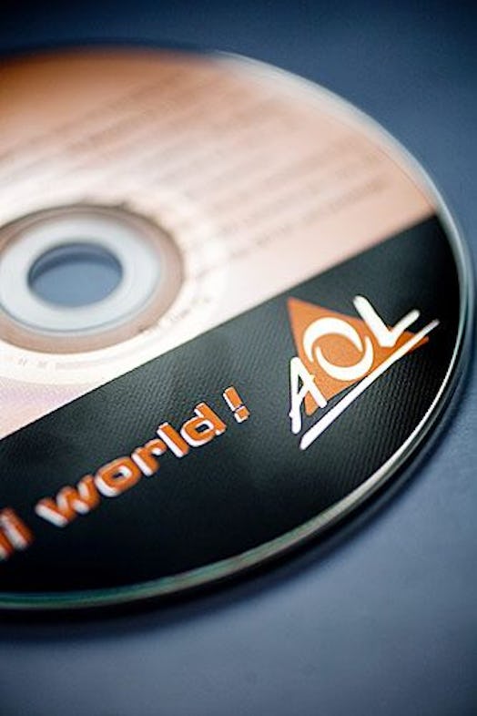 A CD with the AOL logo