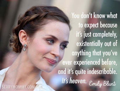 Emily Blunt quote on motherhood via Scary Mommy