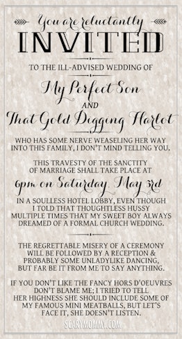 If Your MIL Had Written Your Wedding Invitation via Scary Mommy