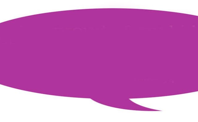 A blank purple speech bubble.