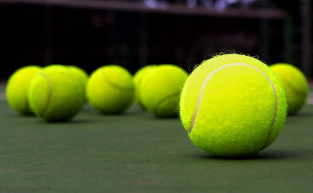 Tennis balls on the ground