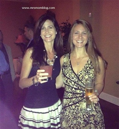 Shannon Styles, with her older sister wearing cocktail dresses at a party