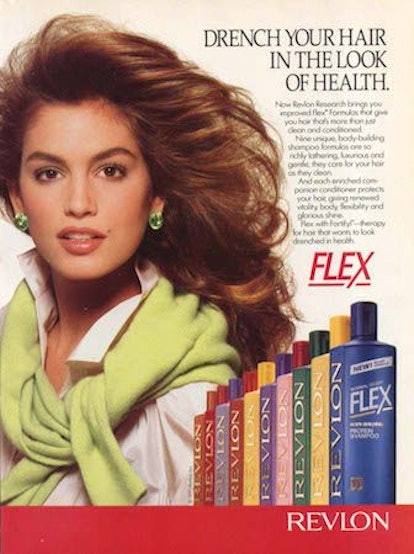 Flex Shampoo and Conditioner poster with a brunette model