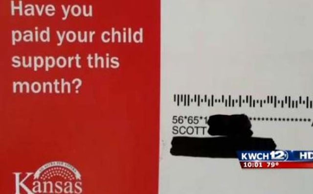 A red postcard on child support that had one Kansas father shocked.