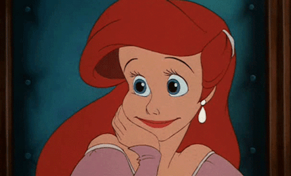 Gif of cartoon character Ariel from Disney cartoon Little Mermaid nodding her head and smiling