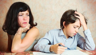 unhappy-mother-son-doing-homework