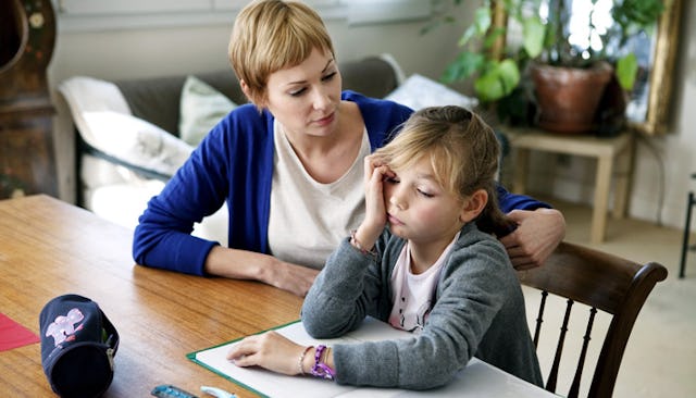Mother and her ADHD kid doing homework together