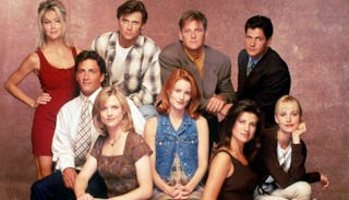 The cast of Melrose Place posing for a group photo