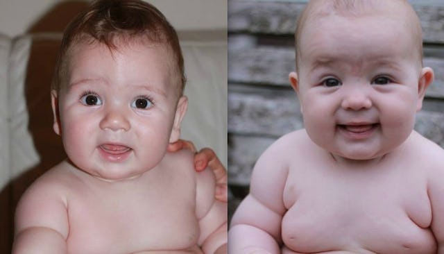 A collage of two chubby babies