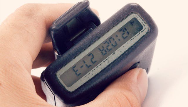 A close-up of a pager