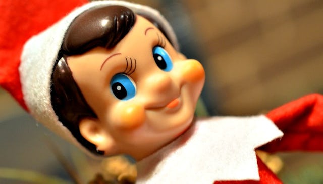 A close-up of an Elf on the Shelf toy