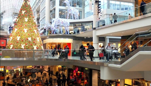 CF Toronto Eaton Centre full of visitors during holiday shopping