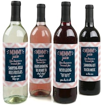 Mommy's Time-Out Wine Bottle Label Stickers, Set of 4