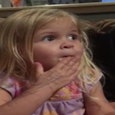 Scene from funny viral video of a little blonde kid swearing 