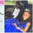 Kids dressed up elegantly in the car, on their ways to Pre-K Prom