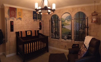 The inside of a 'Harry Potter' inspired baby nursery