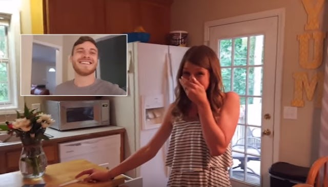 A woman shocked because her pregnancy test results and a man who is happy