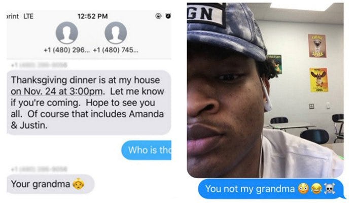 Grandma Accidentally Texts A Stranger About Thanksgiving, Now He’s Invited