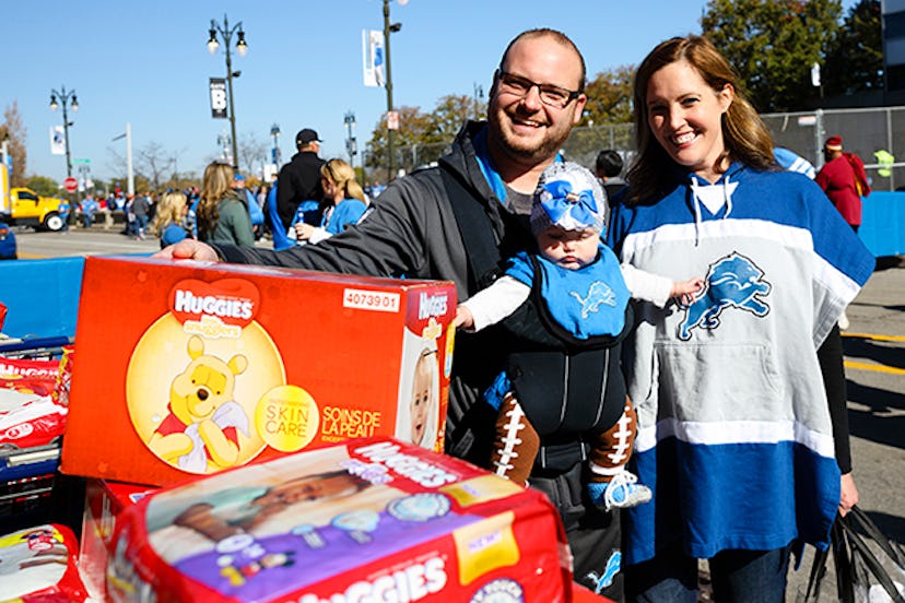 Detroit Lines fans brought donations to a diaper drive hosted by Huggies. Image via Huggies. 