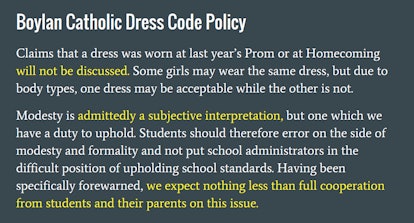 The section about general modesty of the 21 page dress code