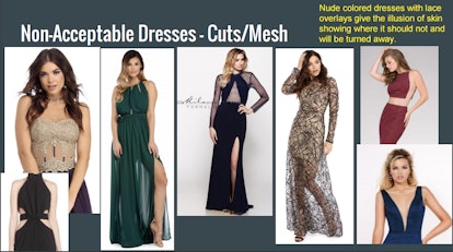 7 pictures of non-acceptable dresses - cuts/mesh