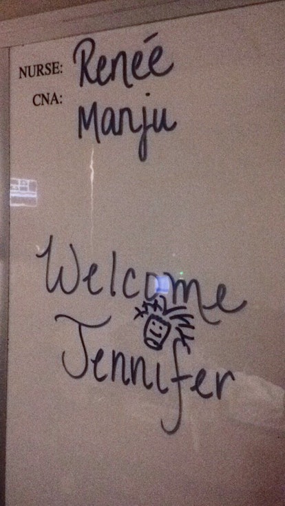 "Welcome Jenner" text written on a board