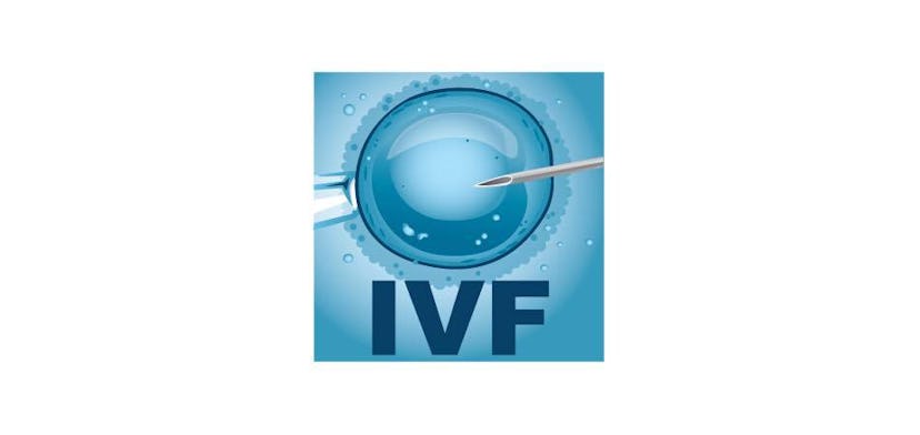 Emoji of a blue orb and a needle close to it with dark blue "IVF" text in front of it from EmojiMom ...