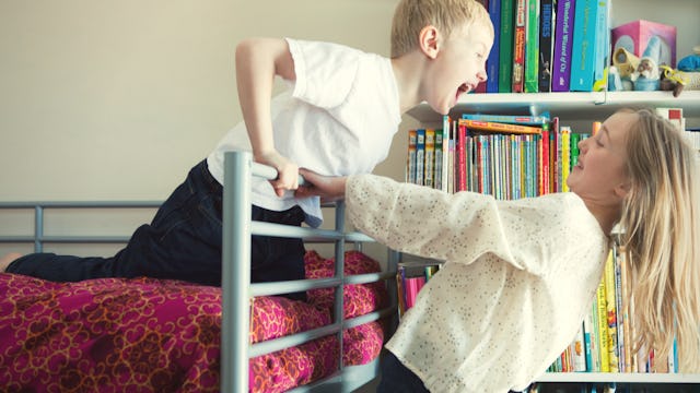 Kids playing on a bunk bed
