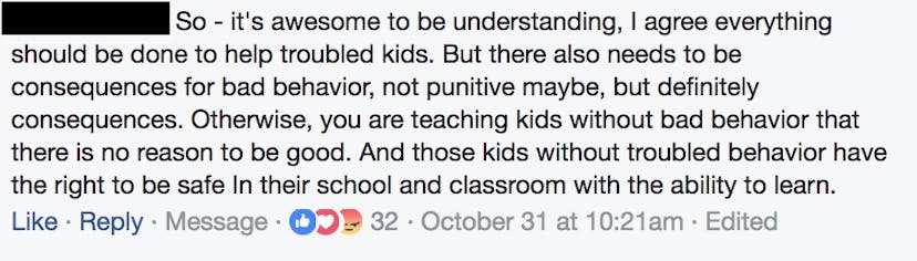 A “children like this shouldn’t be in class with regular students” type of comment