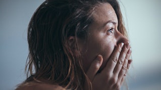 An anxious woman that was a victim of abuse