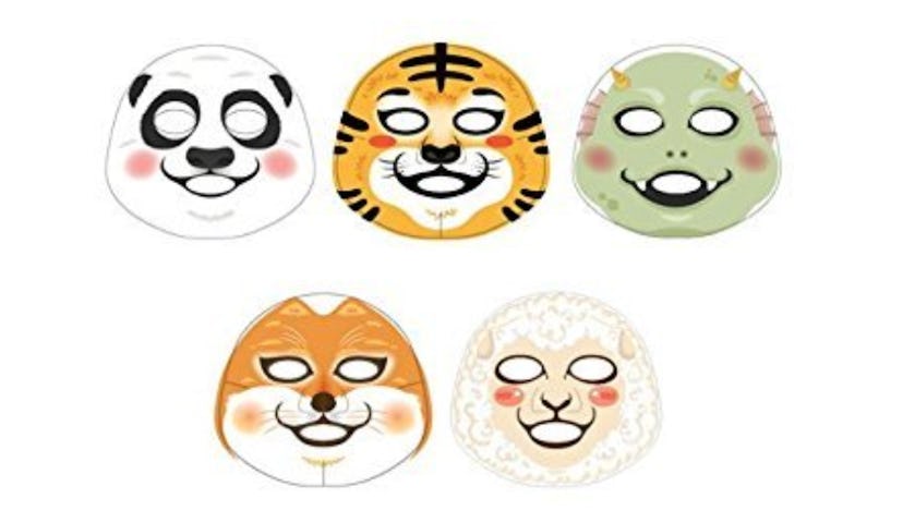 Face masks with animal characters on them.