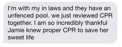 An sms regarding the importance of cpr