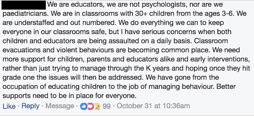 A “parents should help the child — it’s not the teacher’s responsibility” type of comment