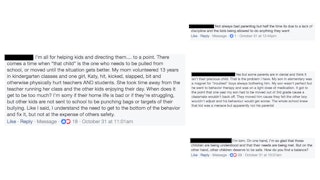Facebook comments discussing the topic about a 'Problem Child'