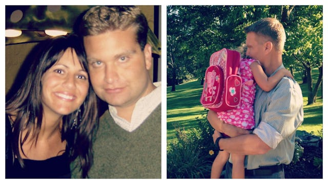 Side By Side Of A Couple Picture And A Photo Of A Man Hugging His Daughter