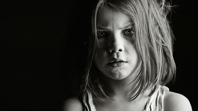 Terrified girl in the dark struggling with PANDAS
