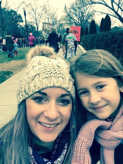 Sarah Hosseini and her daughter at the protest march