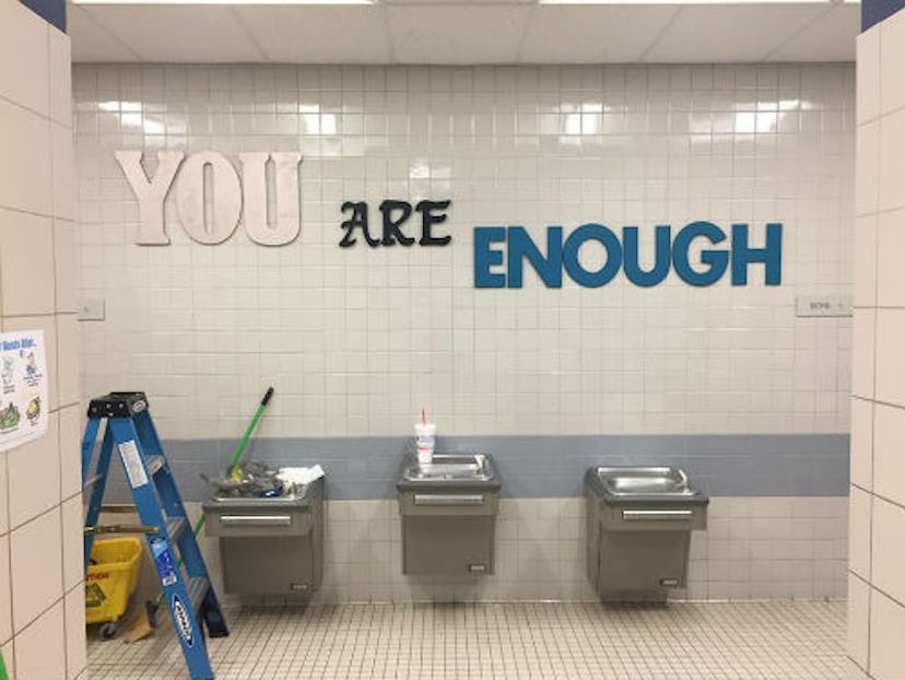 you are enough in boys' bathroom