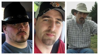 A three-part collage with selfies of Bryan Thornhill