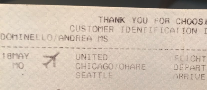 An old one-way plane ticket to Seattle