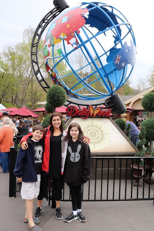 Lindsey Ferrier and her two kids at Dollywood festival in Pigeon Forge, TN