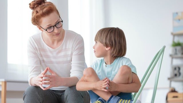 A stepmom talking to her stepson
