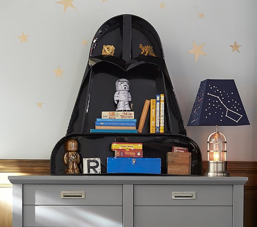 Items From The Star Wars Pottery Barn Collection: the Darth Vader shelf.