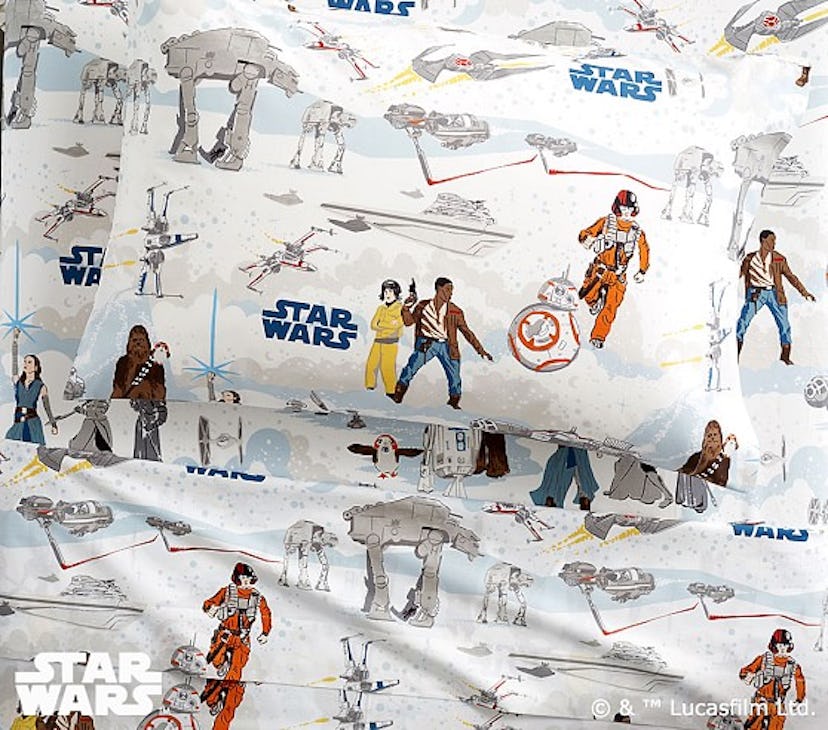 Items From The Star Wars Pottery Barn Collection: Star Wars inspired bed sheets.
