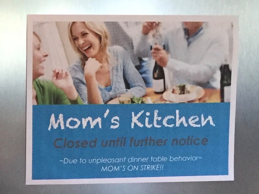 Mom's Kitchen Closed until further notice poster made by a mom