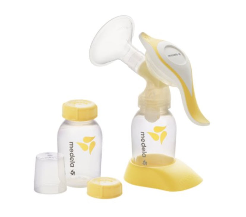 A  yellow handheld pump from Medela